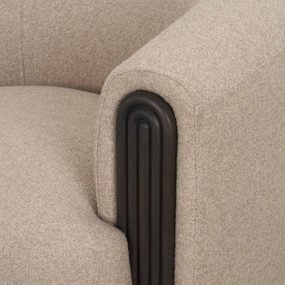 Kornelia Textured Mushroom Fabric Barrel Club Chair