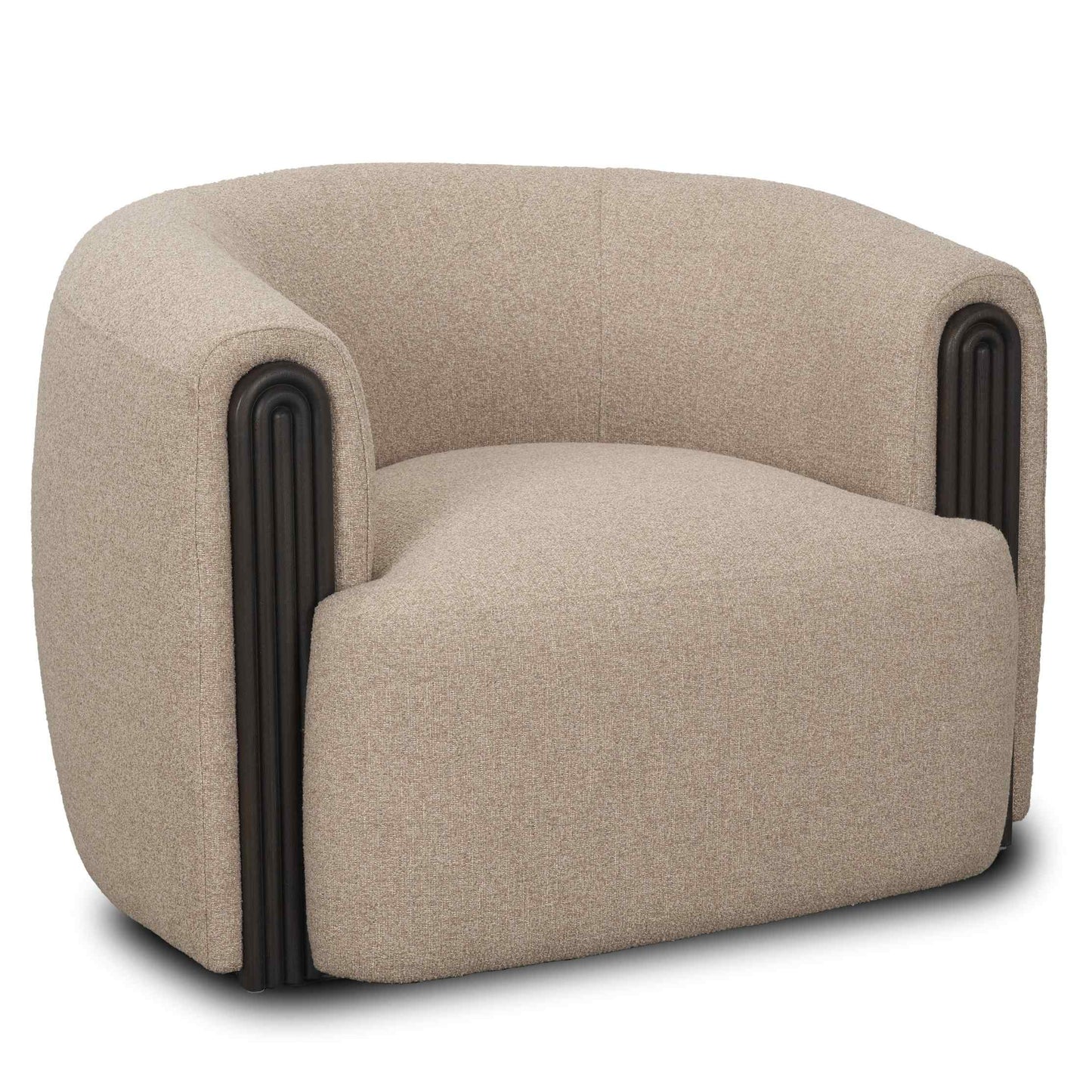 Kornelia Textured Mushroom Fabric Barrel Club Chair