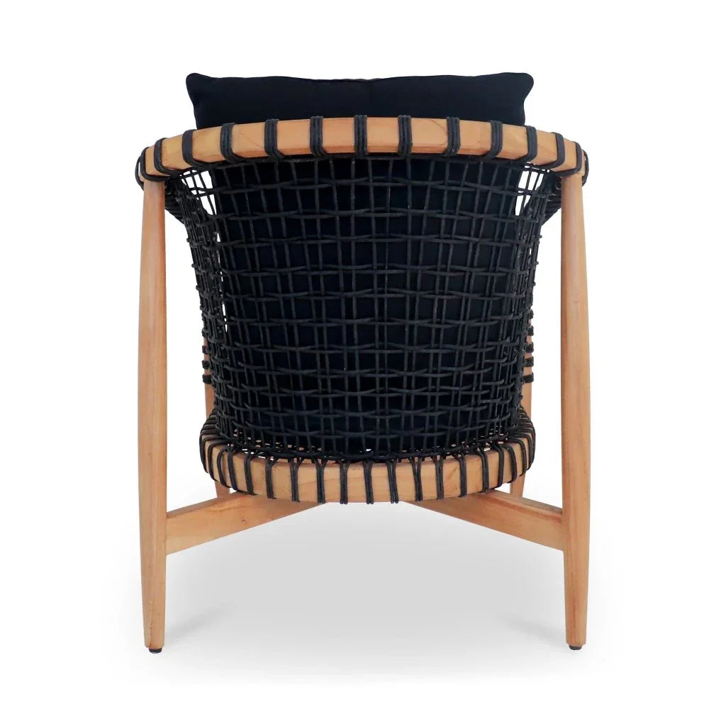 Kuna Black Teak Frame Outdoor Lounge Chair-Outdoor Lounge Chairs-Moe's Home-LOOMLAN