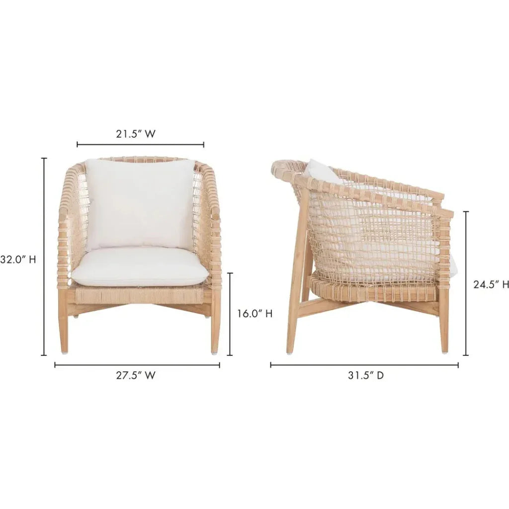 Kuna Teak Lloyd Loom Weave Outdoor Chair-Outdoor Lounge Chairs-Moe's Home-LOOMLAN