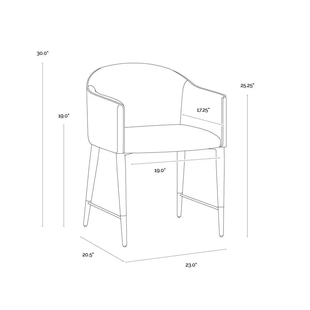 Kylin Dining Armchair Faux Leather Brass Legs - LOOMLAN - SUNPAN - Dining Chairs