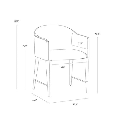Kylin Dining Armchair Faux Leather Brass Legs - LOOMLAN - SUNPAN - Dining Chairs