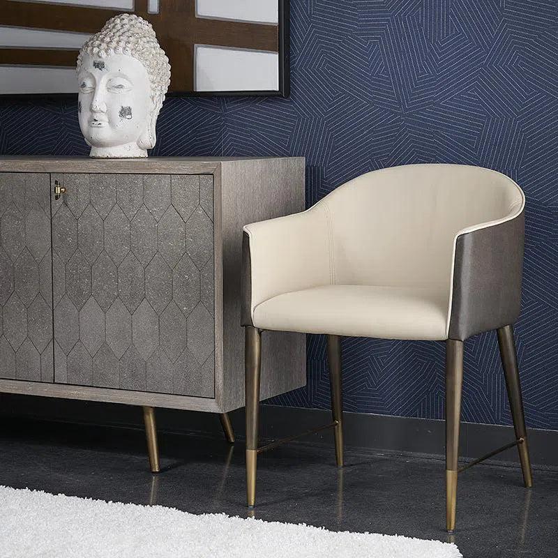 Kylin Dining Armchair Faux Leather Brass Legs - LOOMLAN - SUNPAN - Dining Chairs