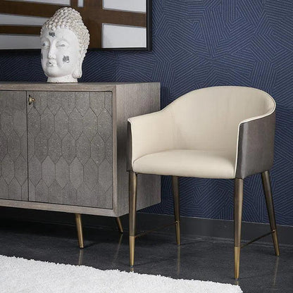 Kylin Dining Armchair Faux Leather Brass Legs - LOOMLAN - SUNPAN - Dining Chairs