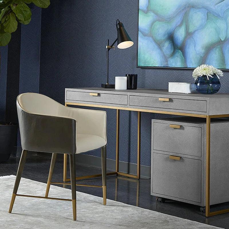 Kylin Dining Armchair Faux Leather Brass Legs - LOOMLAN - SUNPAN - Dining Chairs