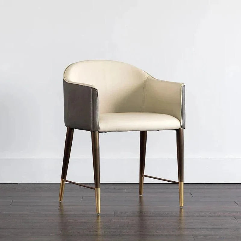 Kylin Dining Armchair Faux Leather Brass Legs - LOOMLAN - SUNPAN - Dining Chairs