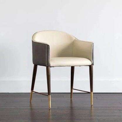 Kylin Dining Armchair Faux Leather Brass Legs - LOOMLAN - SUNPAN - Dining Chairs