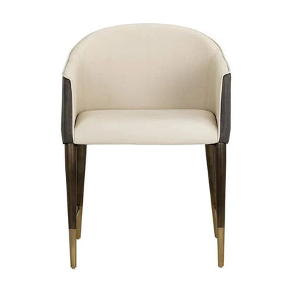 Kylin Dining Armchair Faux Leather Brass Legs - LOOMLAN - SUNPAN - Dining Chairs