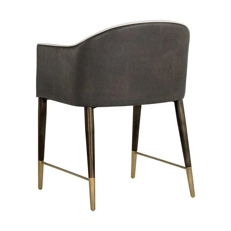 Kylin Dining Armchair Faux Leather Brass Legs - LOOMLAN - SUNPAN - Dining Chairs