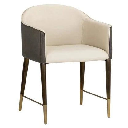 Kylin Dining Armchair Faux Leather Brass Legs - LOOMLAN - SUNPAN - Dining Chairs