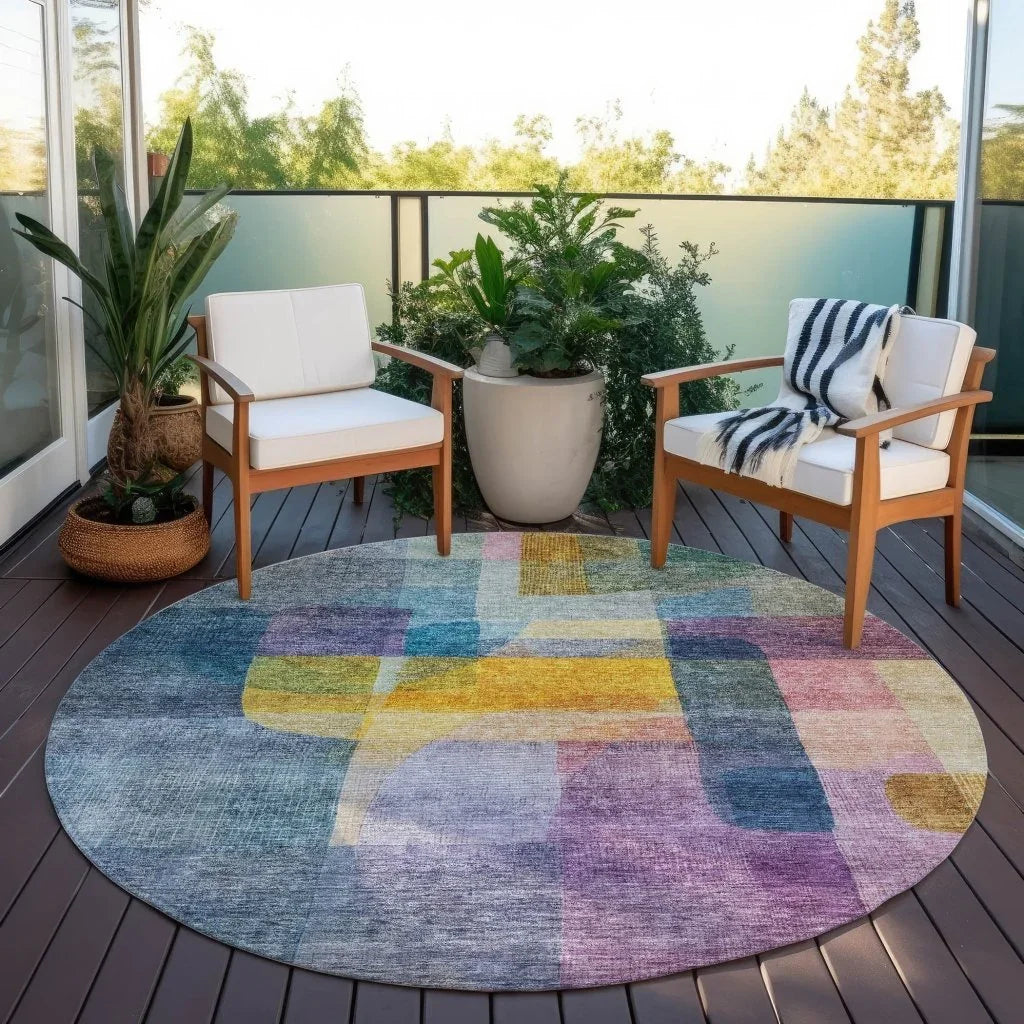 Kyra Blue Washable Indoor-Outdoor Rug-Outdoor Rugs-LOOMLAN Rugs-LOOMLAN