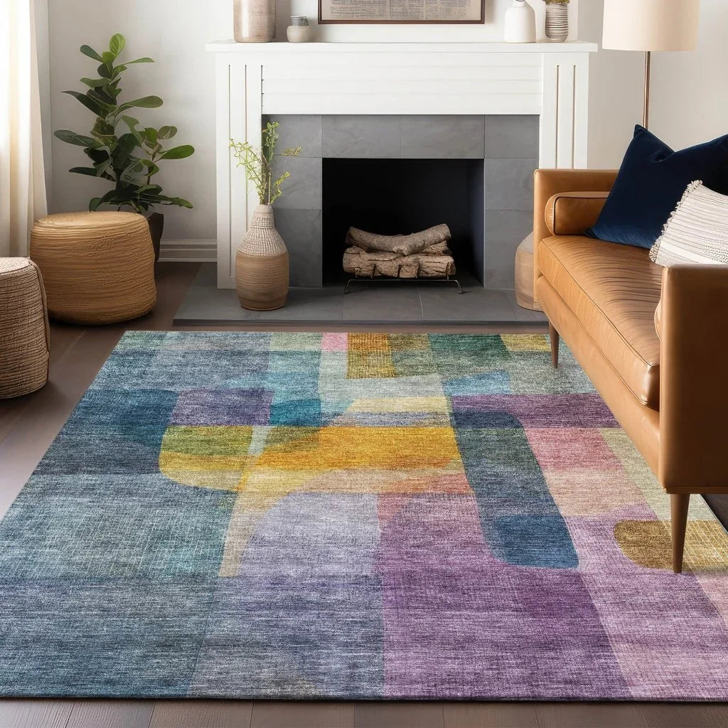 Kyra Blue Washable Indoor-Outdoor Rug-Outdoor Rugs-LOOMLAN Rugs-LOOMLAN