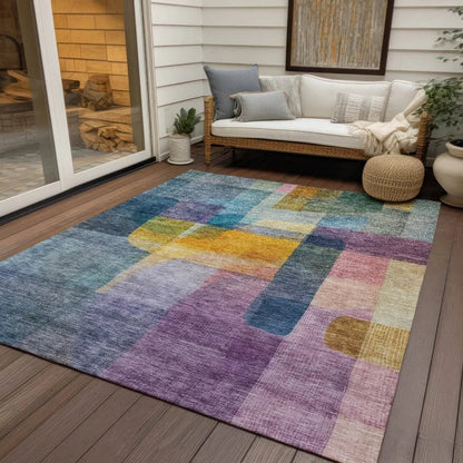 Kyra Blue Washable Indoor-Outdoor Rug-Outdoor Rugs-LOOMLAN Rugs-LOOMLAN