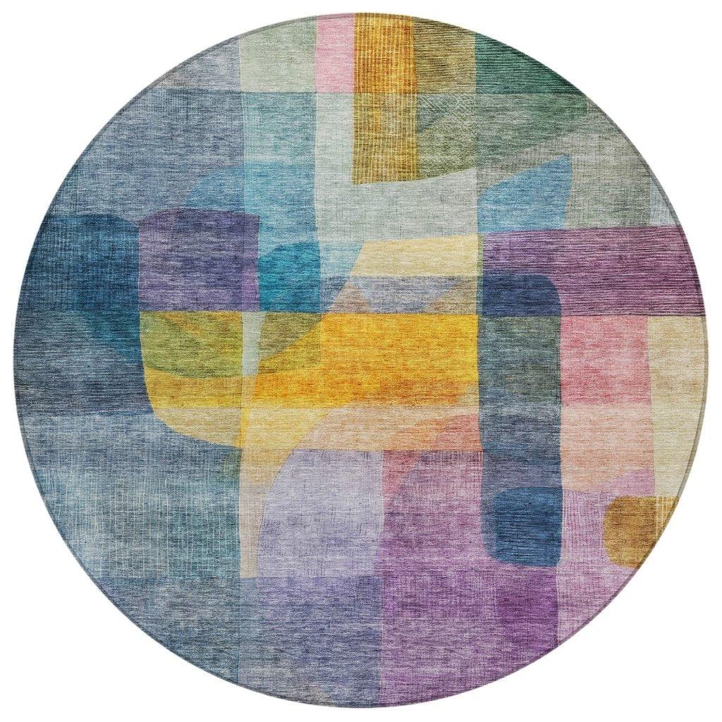 Kyra Blue Washable Indoor-Outdoor Rug-Outdoor Rugs-LOOMLAN Rugs-8' x 8'-LOOMLAN