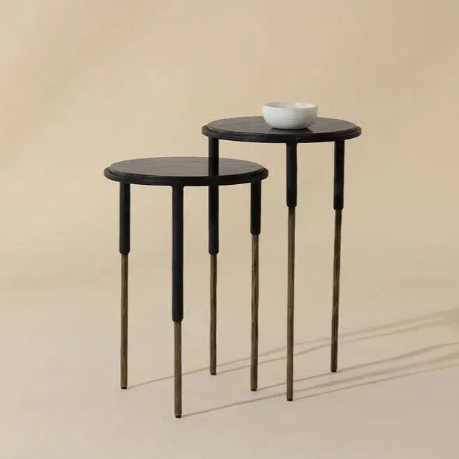 Kyrie Nesting End Tables 2PC Black Marble s - LOOMLAN - SUNPAN - End Tables