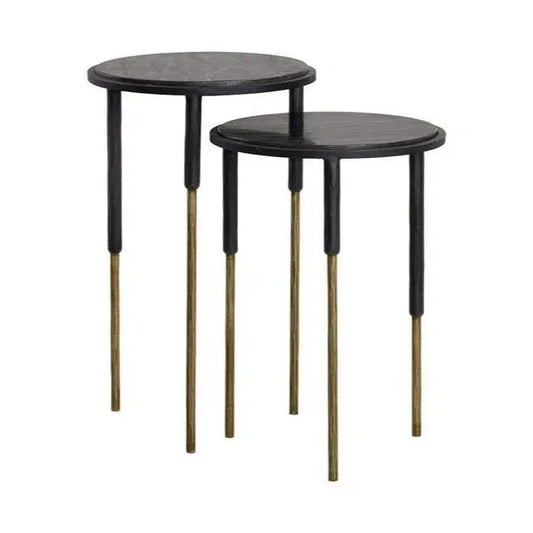 Kyrie Nesting End Tables 2PC Black Marble s - LOOMLAN - SUNPAN - End Tables