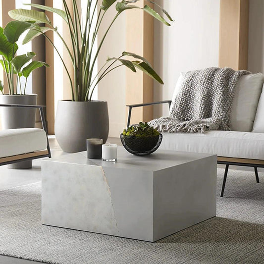 Kyson Coffee Table Silver Modern Concrete-Outdoor Coffee Tables-SUNPAN-LOOMLAN