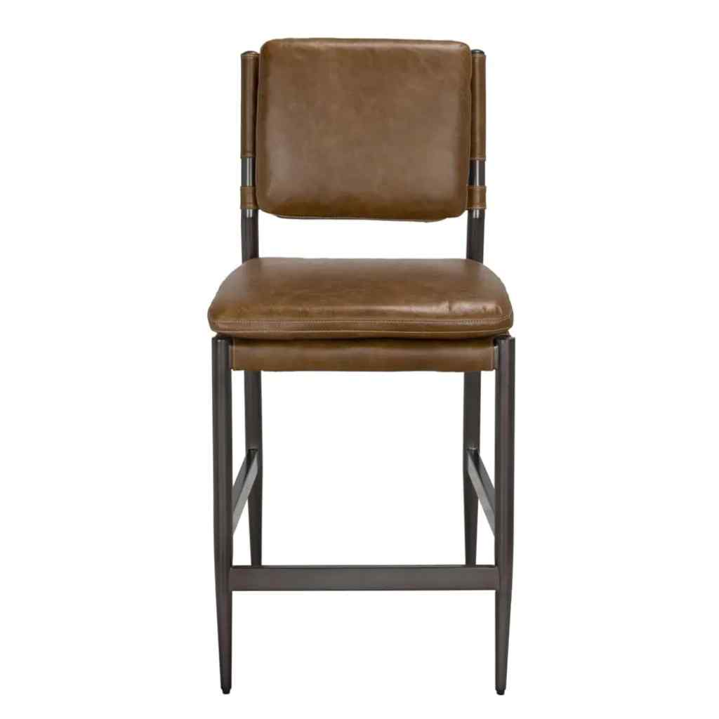 Wooster Cuba Brown Leather Barstool