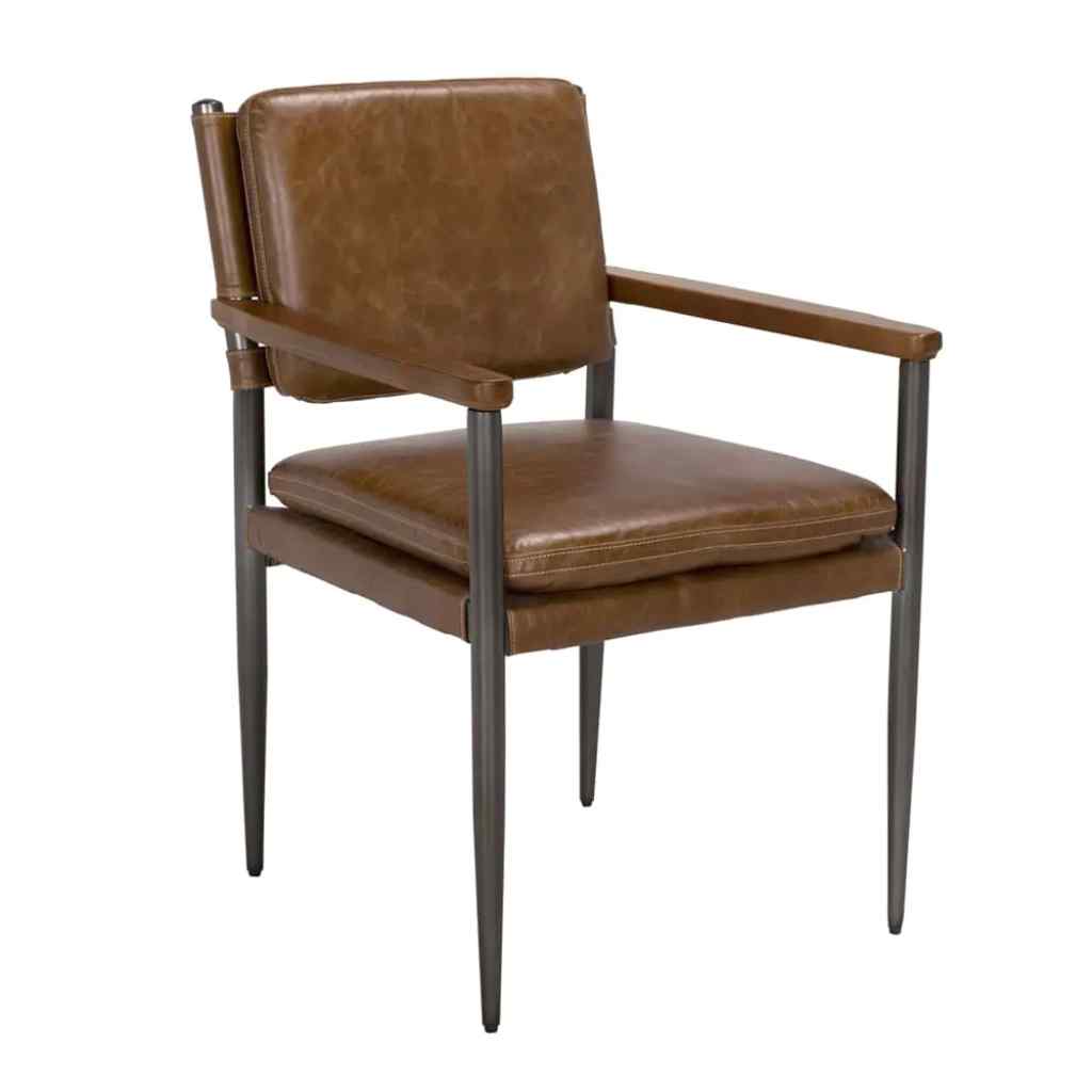 Wooster Brown Leather Dining Chair