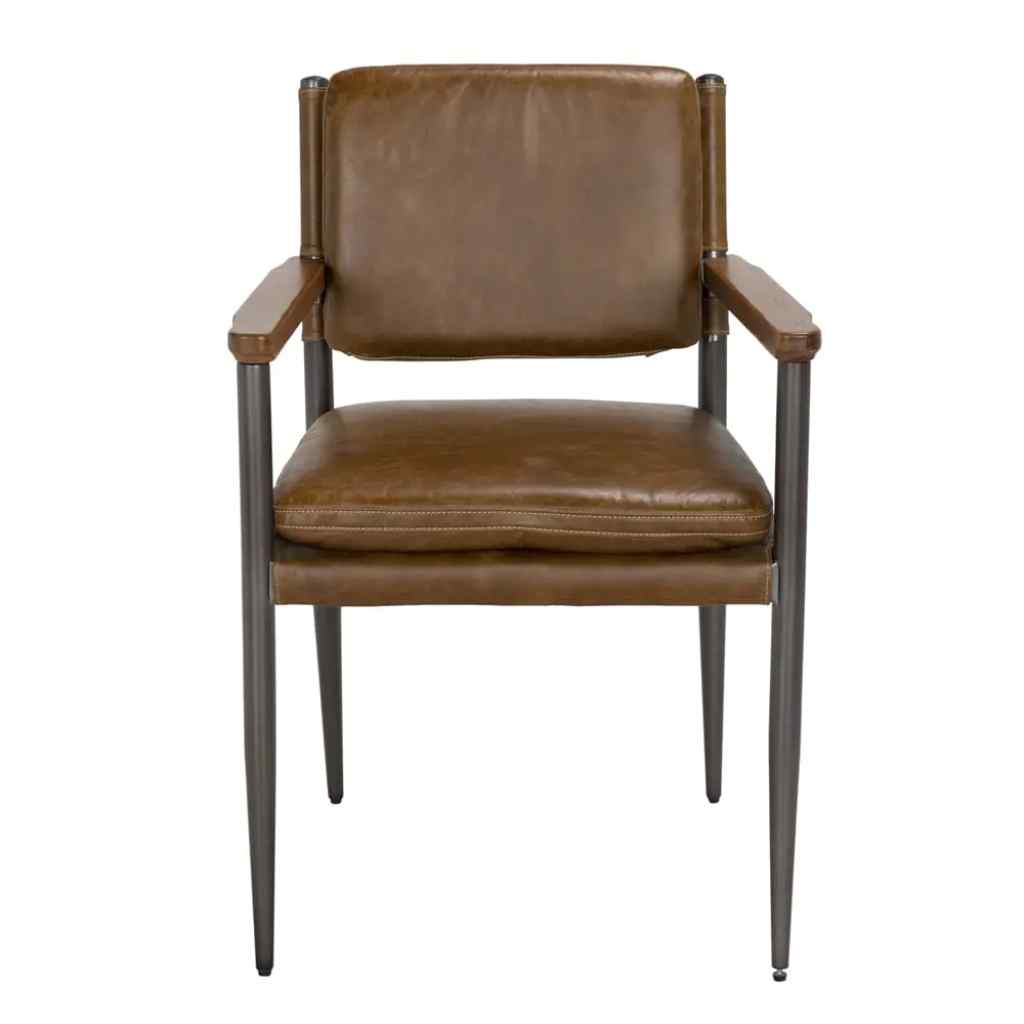 Wooster Brown Leather Dining Chair