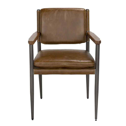 Wooster Brown Leather Dining Chair