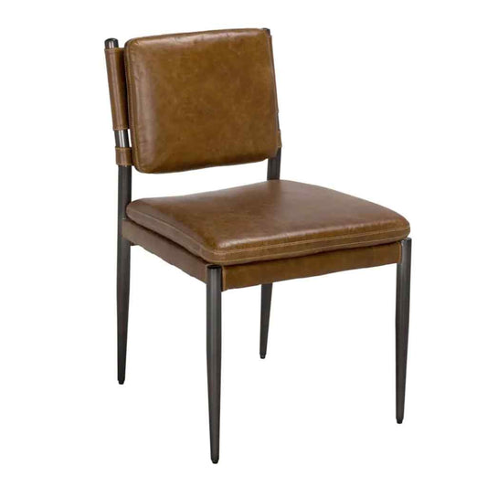 Wooster Brown Leather Armless Dining Chair