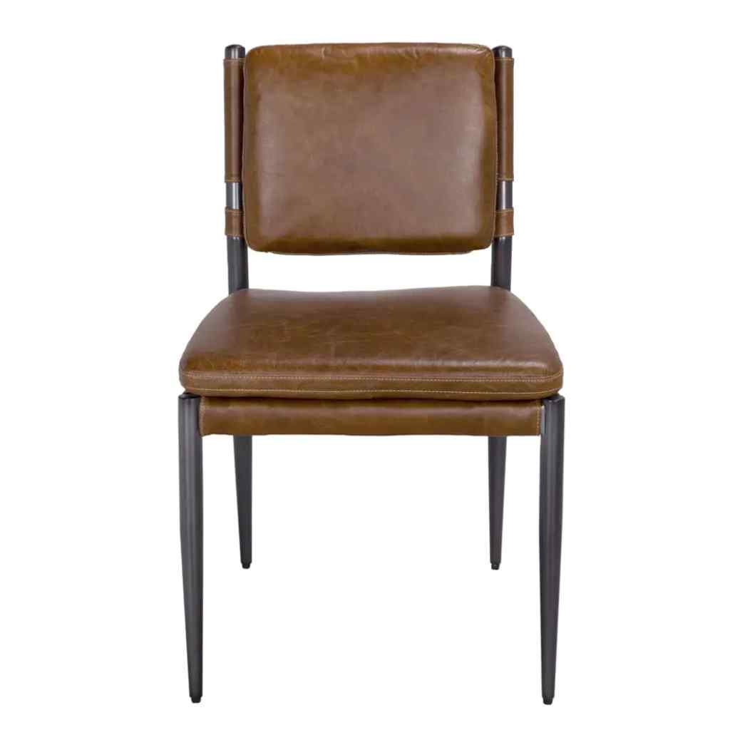 Wooster Brown Leather Armless Dining Chair