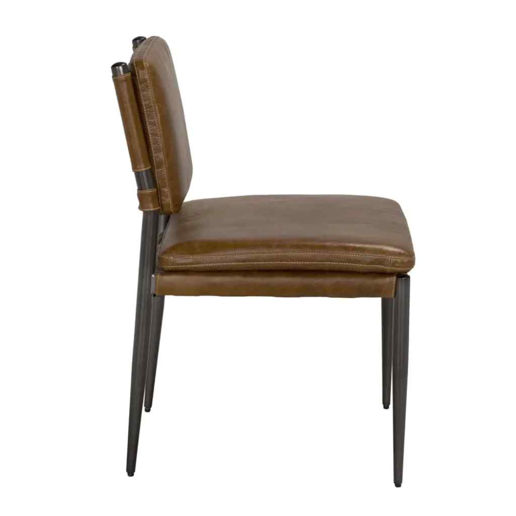 Wooster Brown Leather Armless Dining Chair