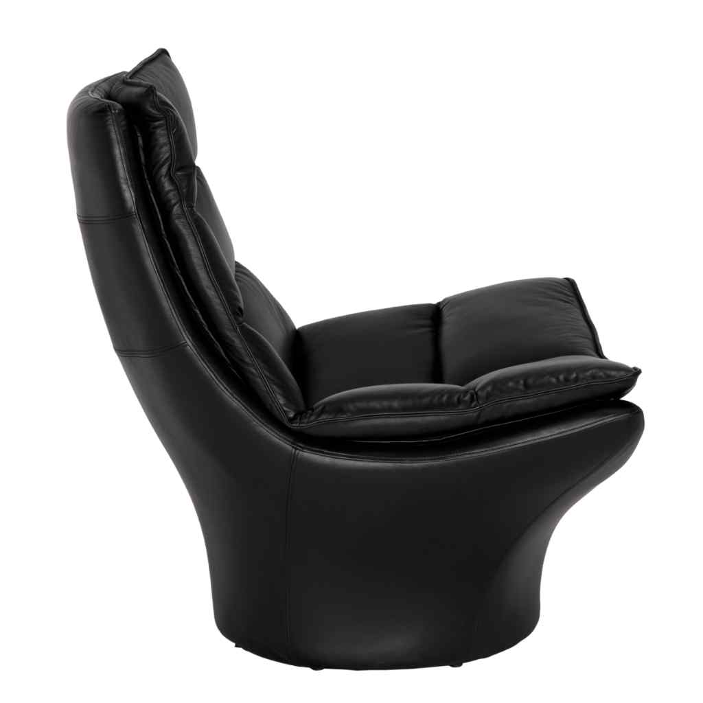 Ian Top Grain Leather Black Club Chair