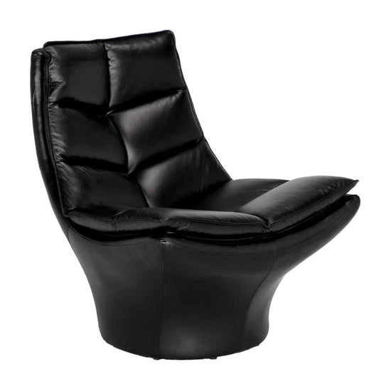 Ian Top Grain Leather Black Club Chair