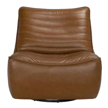 Mcclain Tan Leather Swivel Club Chair