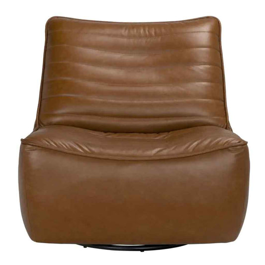 Mcclain Tan Leather Swivel Club Chair