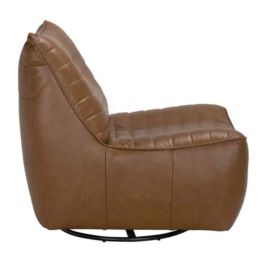 Mcclain Tan Leather Swivel Club Chair