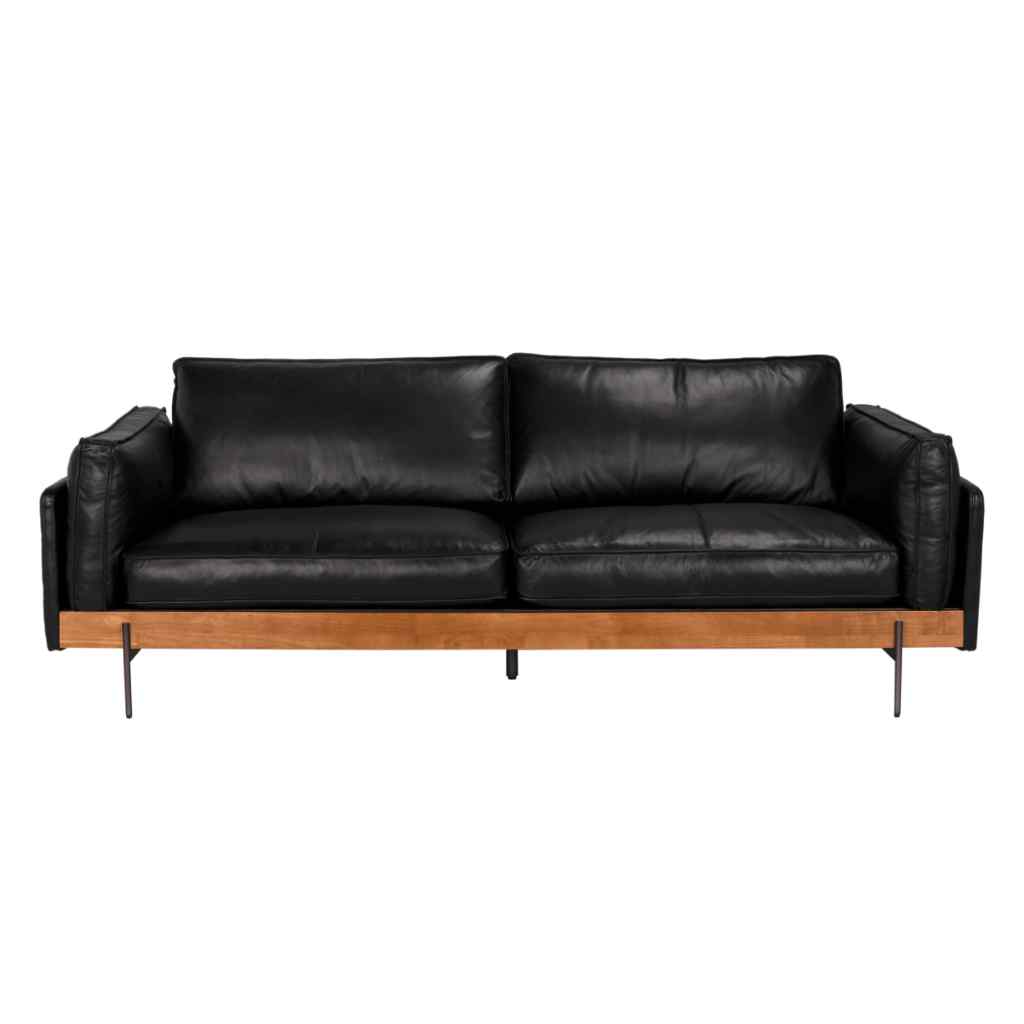 Ray Top Grain Leather Black Sofa