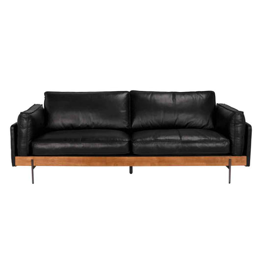 Ray Top Grain Leather Black Sofa