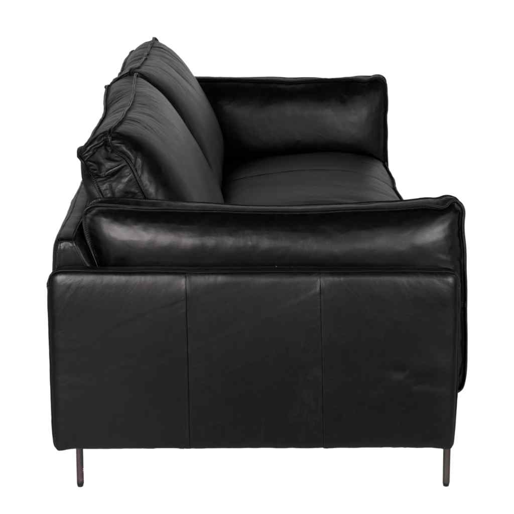 Ray Top Grain Leather Black Sofa