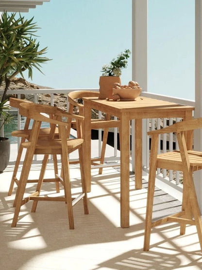 La Costa Patio Barrel Back Counter Height Armchair-Outdoor Accent Chairs-HiTeak-LOOMLAN