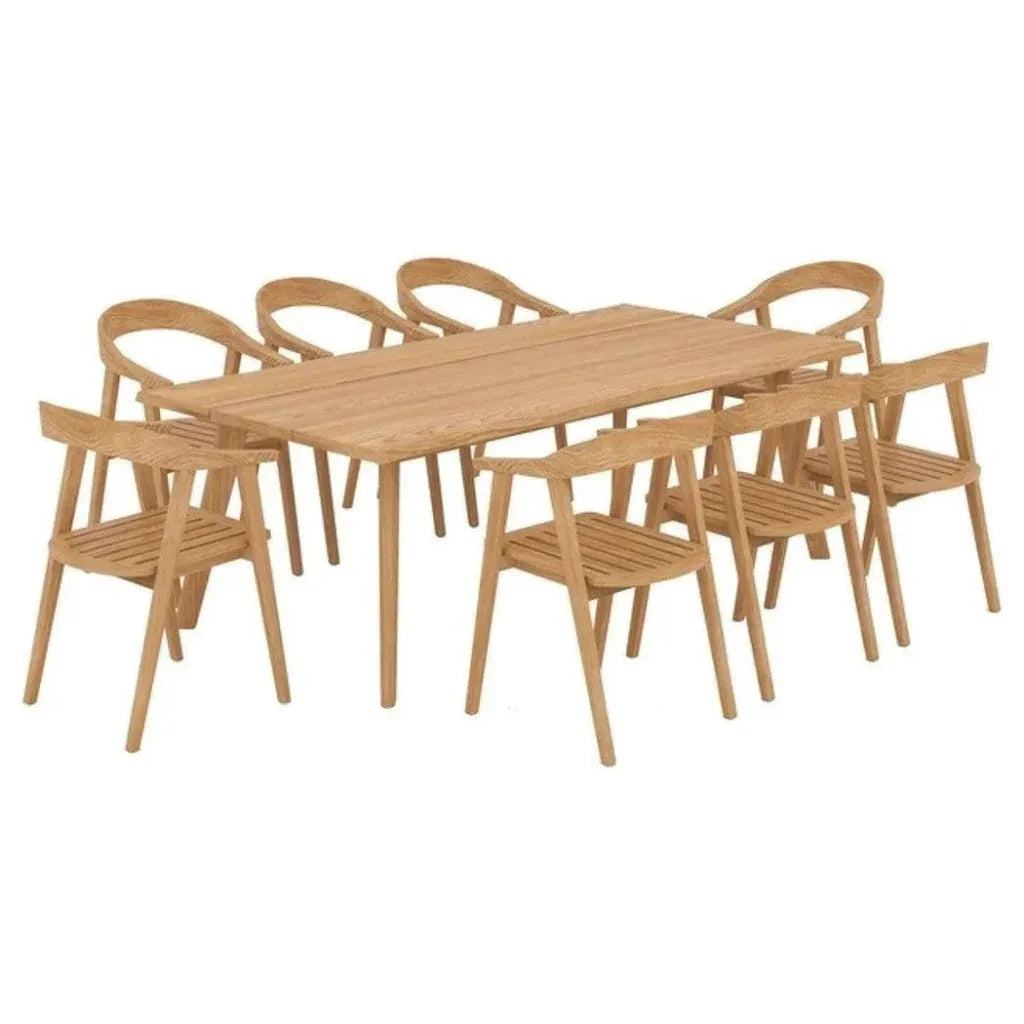 La Costa Teak Barrel Back Outdoor Dining Armchair-Outdoor Dining Chairs-HiTeak-LOOMLAN