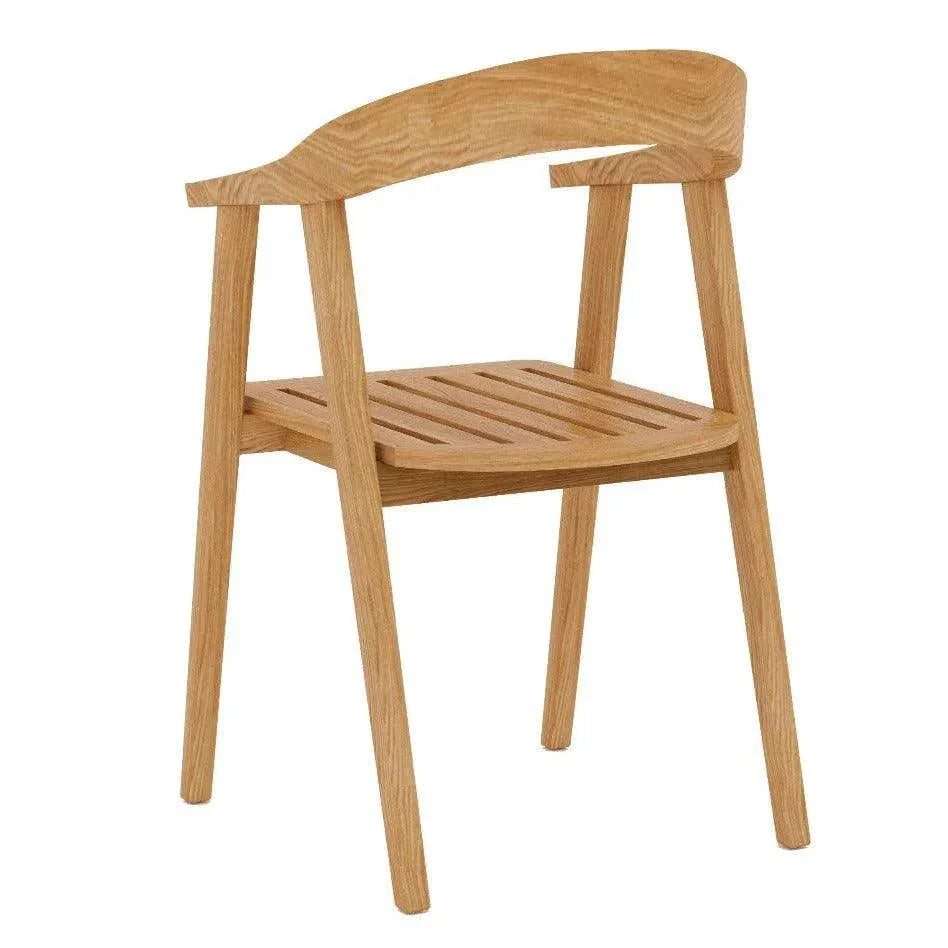 La Costa Teak Barrel Back Outdoor Dining Armchair-Outdoor Dining Chairs-HiTeak-LOOMLAN