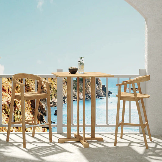 La Costa Teak Patio Barrel Back Bar Armchair