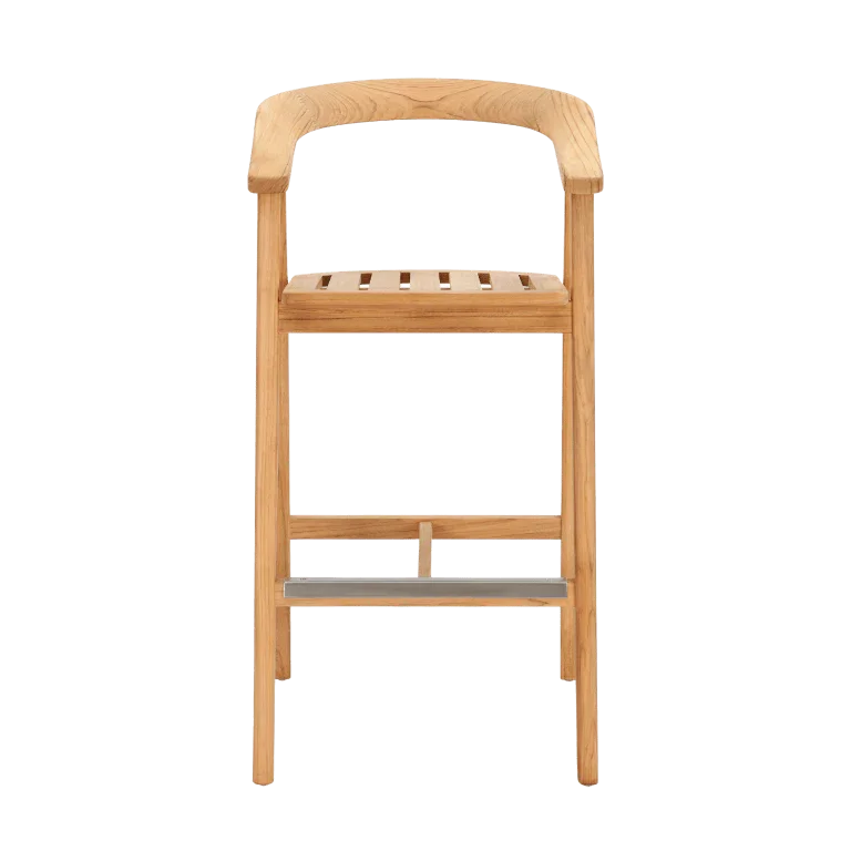 La Costa Teak Patio Barrel Back Bar Armchair-Outdoor Accent Chairs-HiTeak-LOOMLAN