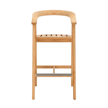 La Costa Teak Patio Barrel Back Bar Armchair-Outdoor Accent Chairs-HiTeak-LOOMLAN