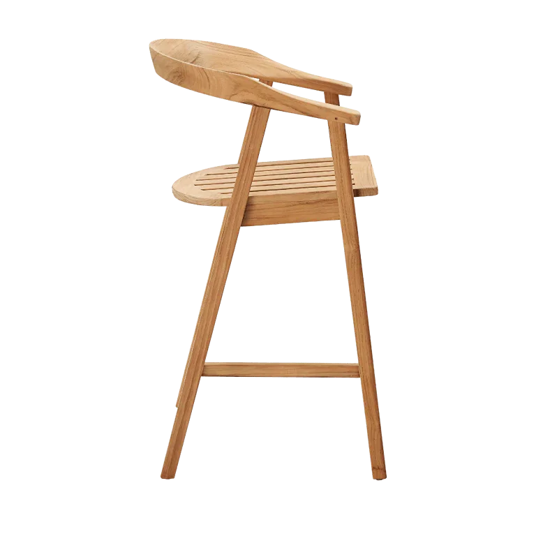 La Costa Teak Patio Barrel Back Bar Armchair-Outdoor Accent Chairs-HiTeak-LOOMLAN