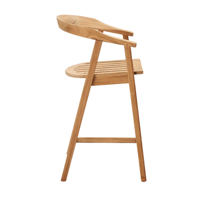 La Costa Teak Patio Barrel Back Bar Armchair-Outdoor Accent Chairs-HiTeak-LOOMLAN