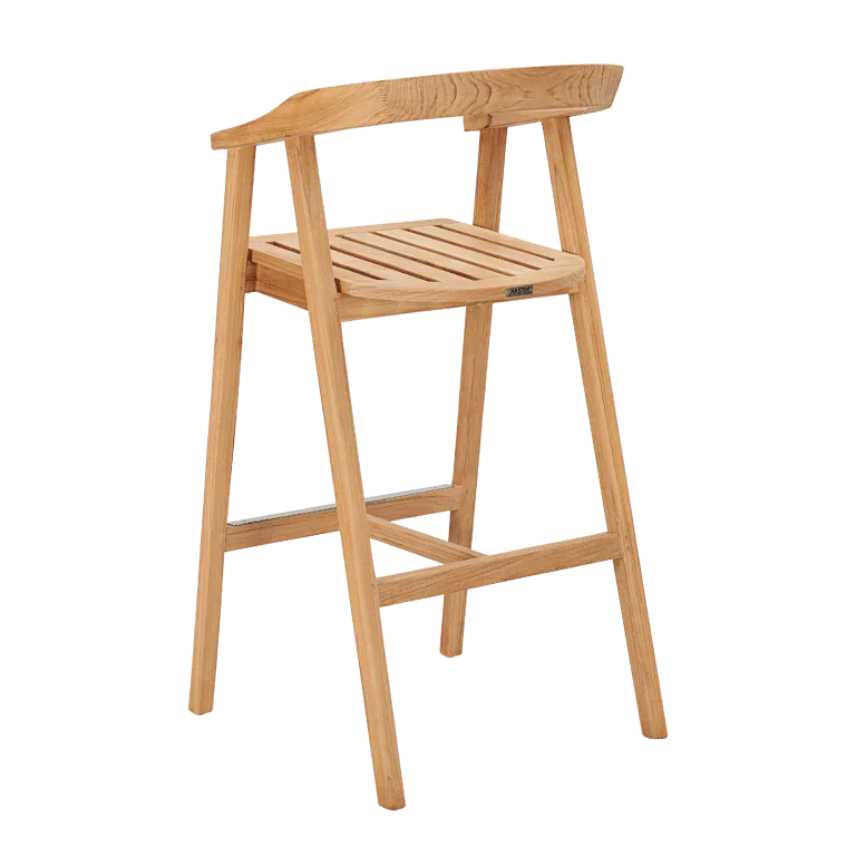 La Costa Teak Patio Barrel Back Bar Armchair-Outdoor Accent Chairs-HiTeak-LOOMLAN