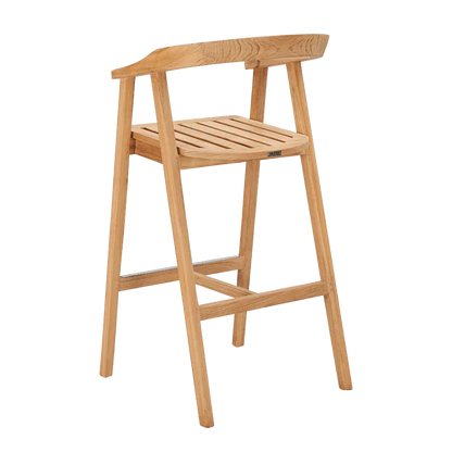 La Costa Teak Patio Barrel Back Bar Armchair-Outdoor Accent Chairs-HiTeak-LOOMLAN