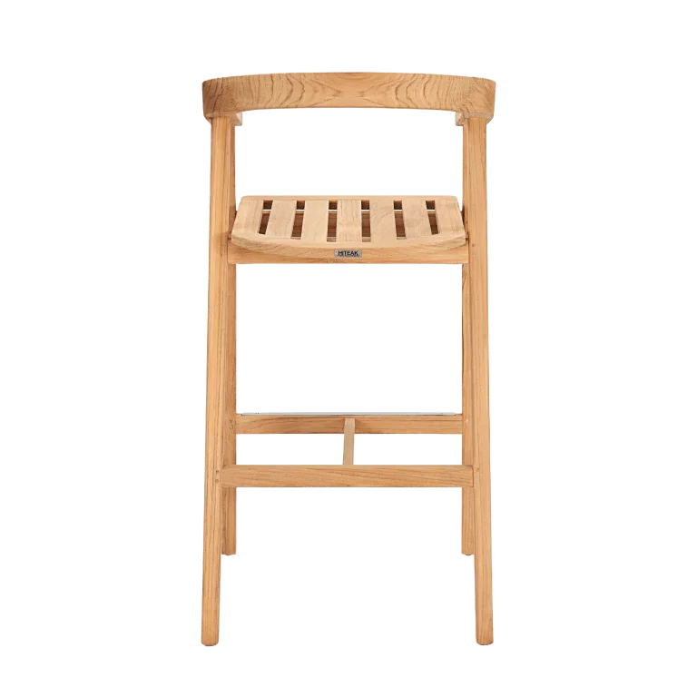 La Costa Teak Patio Barrel Back Bar Armchair-Outdoor Accent Chairs-HiTeak-LOOMLAN