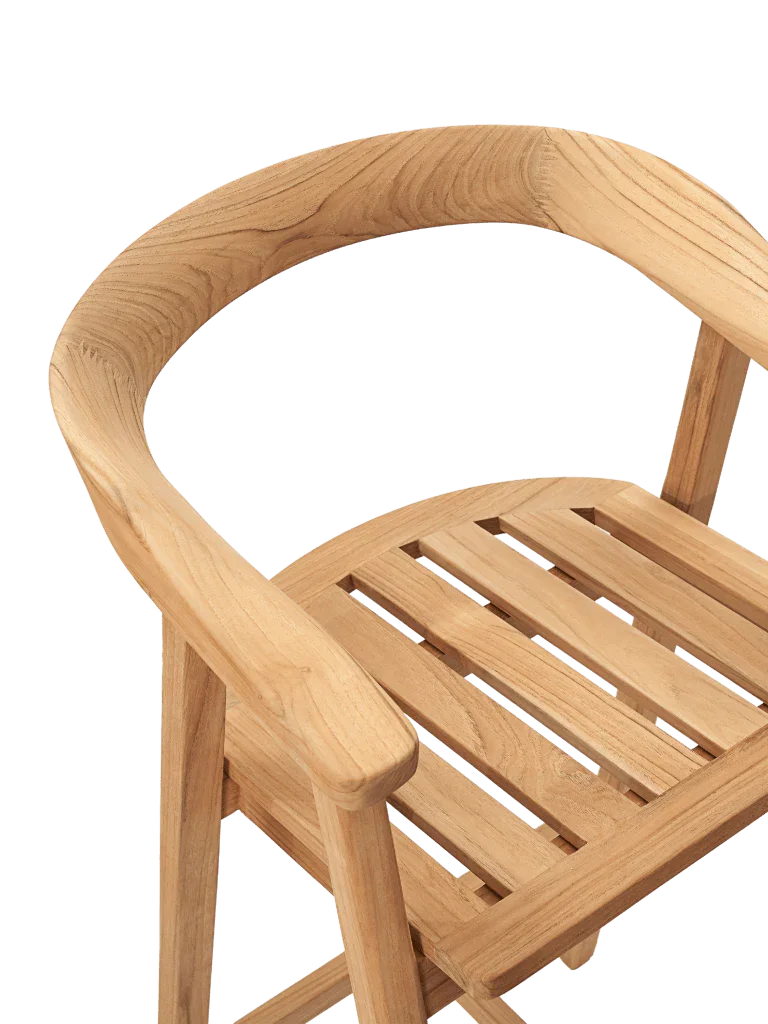 La Costa Teak Patio Barrel Back Bar Armchair-Outdoor Accent Chairs-HiTeak-LOOMLAN