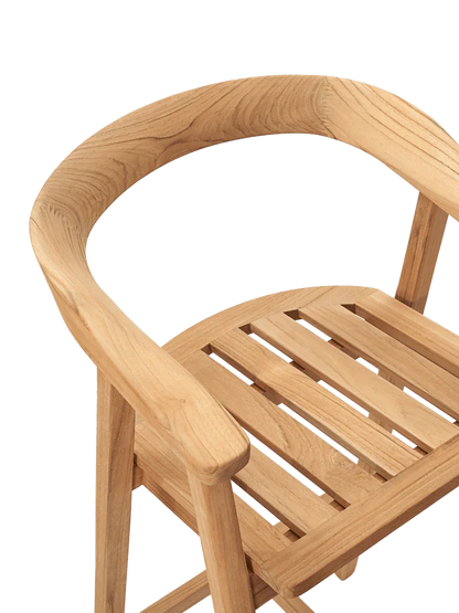 La Costa Teak Patio Barrel Back Bar Armchair-Outdoor Accent Chairs-HiTeak-LOOMLAN