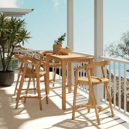 La Costa Teak Patio Counter Height Dining Set 5PC-Outdoor Dining Sets-HiTeak-LOOMLAN